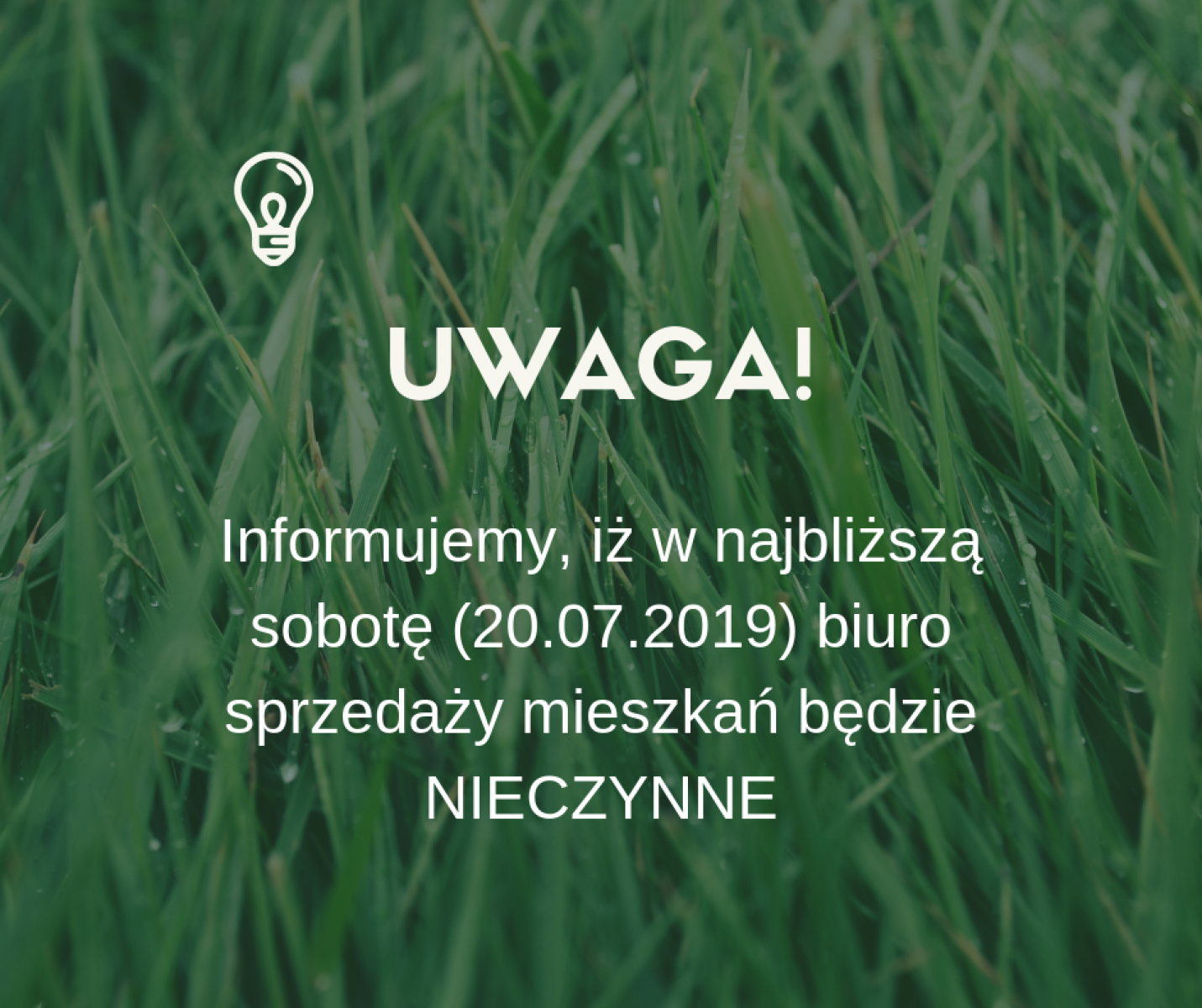 Biuro Sprzedaży - 20.07.2019 - informacja