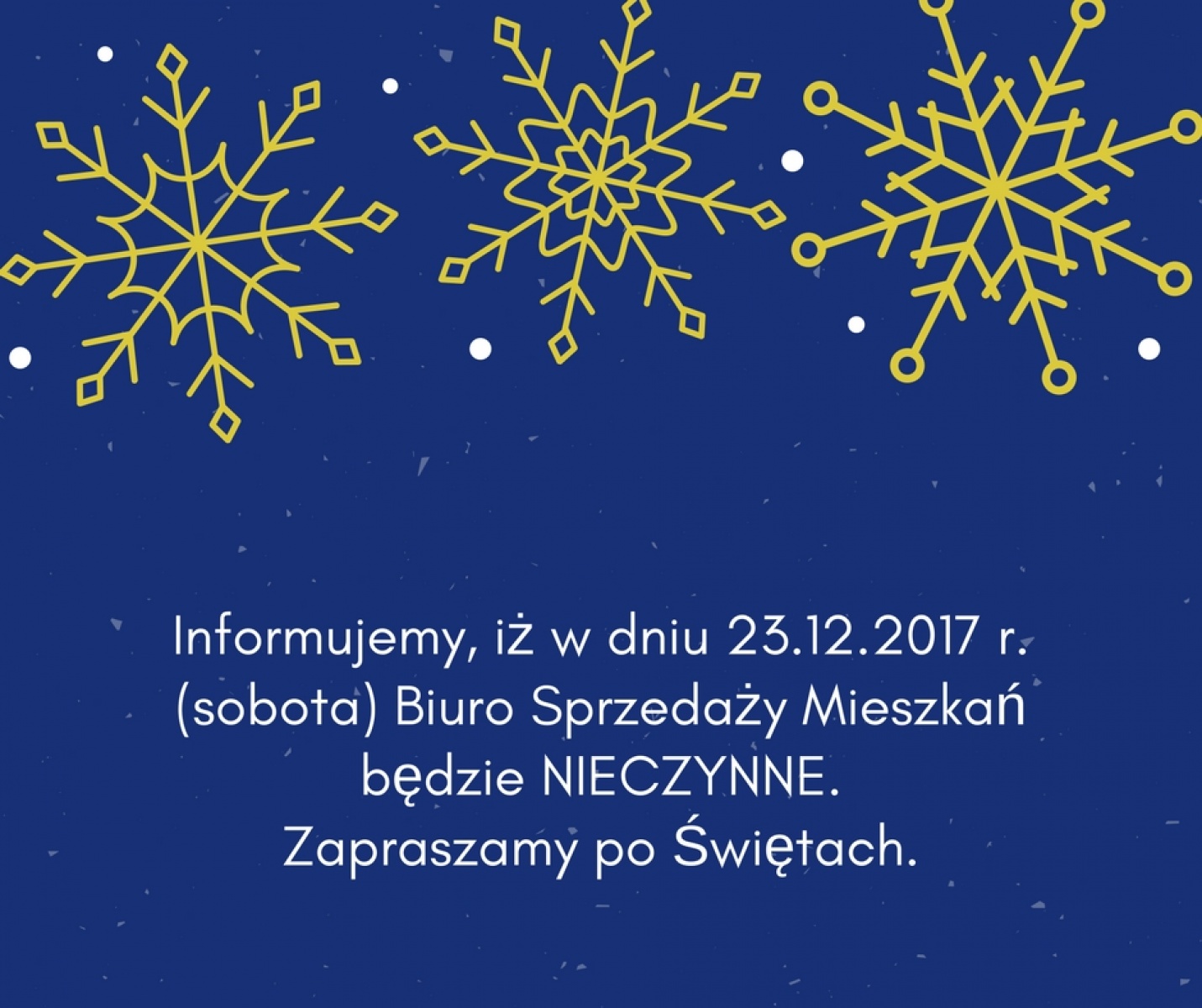 Biuro Sprzedaży 23.12.2017 - informacja